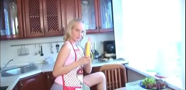  Kitchen cooking with Sarah Kimble and her small tits
